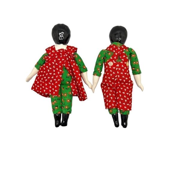 ️ 4 Vintage Cajun Handmade Porcelain Doll Pairs (1930s-40s) - Floral Charm! - Picture 5 of 9
